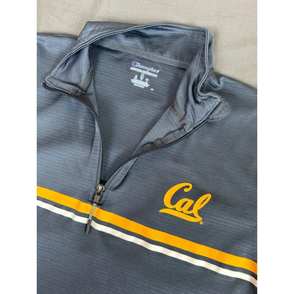 Champion Cal Berkeley Mens Medium Quarter Zip Pullover Grey Athletic Performance